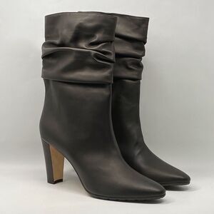 Manolo Blahnik Calasso 90MM Ruched Leather Boots size 42